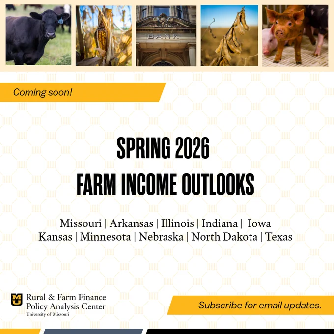 Spring 2026 Farm Income Outlooks are on the way! Subscribe for email updates. Link in post. 