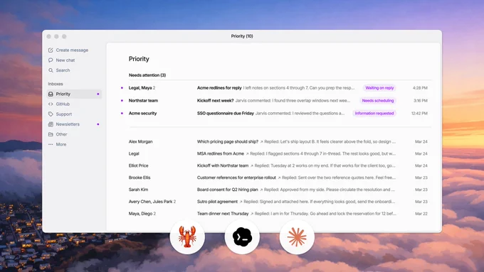 Screenshot of Sutro's priority inbox.