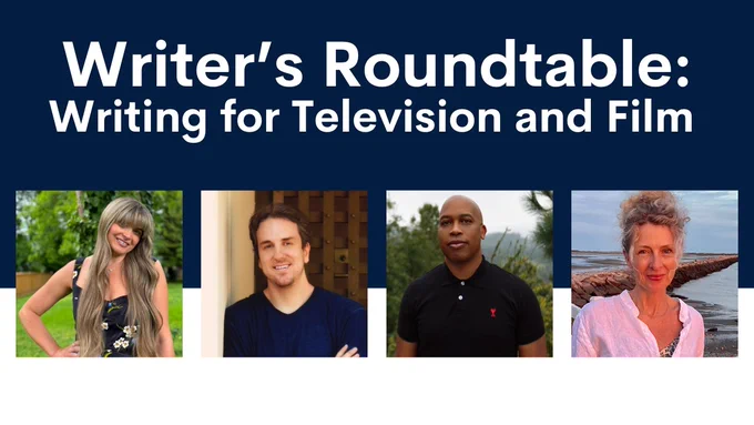 YouTube thumbnail of the four panelists for the Writer's Roundtable