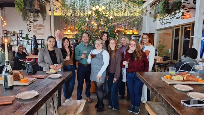 Group photo of attendees at AMA Indy's Happy Hour.
