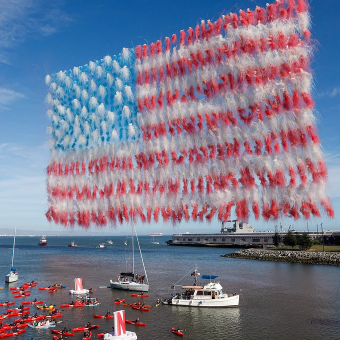 Photo of Drones displaying the USA flag
