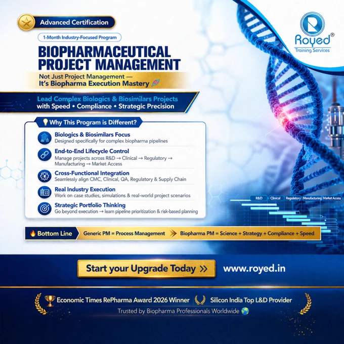 biopharmaceutical project management by royed training
