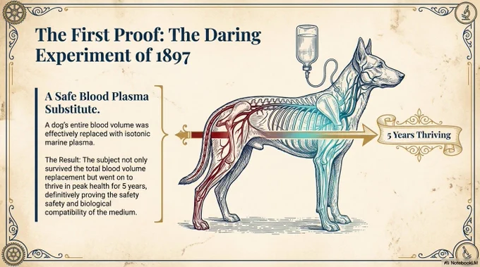 **The Sea Within: René Quinton's Marine Therapy Blueprint**, The First Proof: The Daring Experiment of 1897, "Sodium Dog".