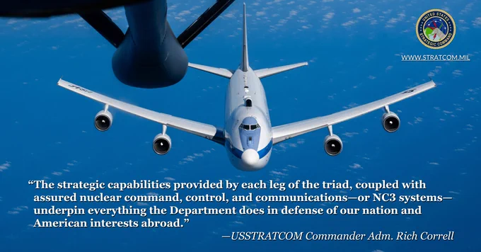 The E-4B Nightwatch is the National Airborne Operations Center, a key component of USSTRATCOM's nuclear command, control and communications capability.