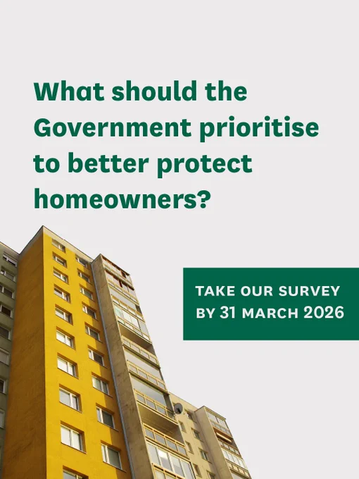 An image of a flat with text that reads, 'What should the Government prioritise to better protect homeowners?' 2 of 2.