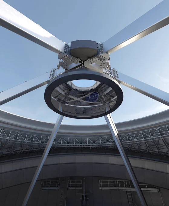 A realistic simulation of the Thirty Meter Telescope's Secondary Mirror System. Image credit: TMT International Observatory