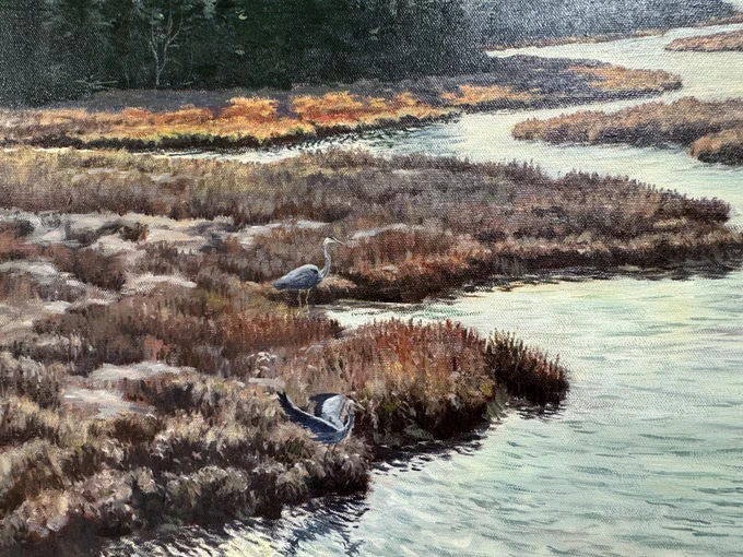 Painting entitled Wetland 2008 by artist Brian Kliewer is installed at Hennick Bridgepoint Hospital in Toronto.