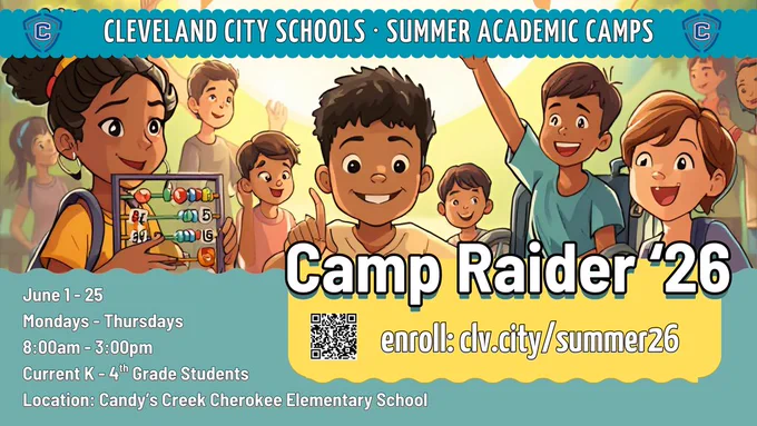 Summer Academic Camps are coming to Cleveland City Schools ☀️📚 Fun, engaging learning for rising 1st–8th graders with STEM, games, and more.  June 1–25 | No cost | Meals and transportation included  Learn more or contact amoss@clevelandschools.org  💙 #BuildingChampions #BuildingCommunity #ChooseCleveland