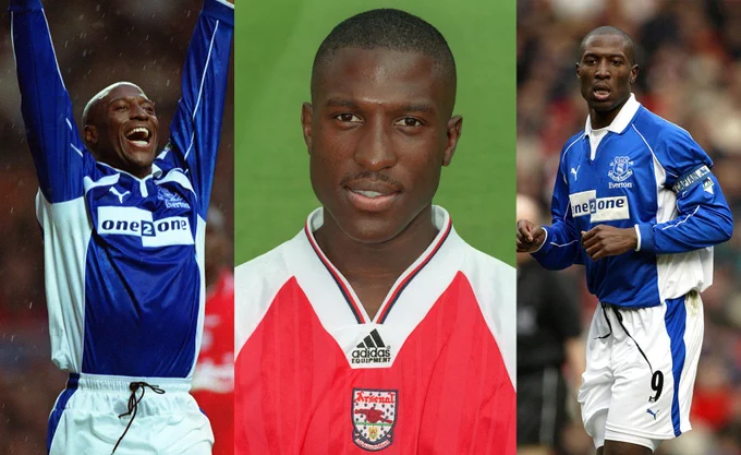 A collage of Kevin Campbell images while playing for Arsenal FC and Everton FC