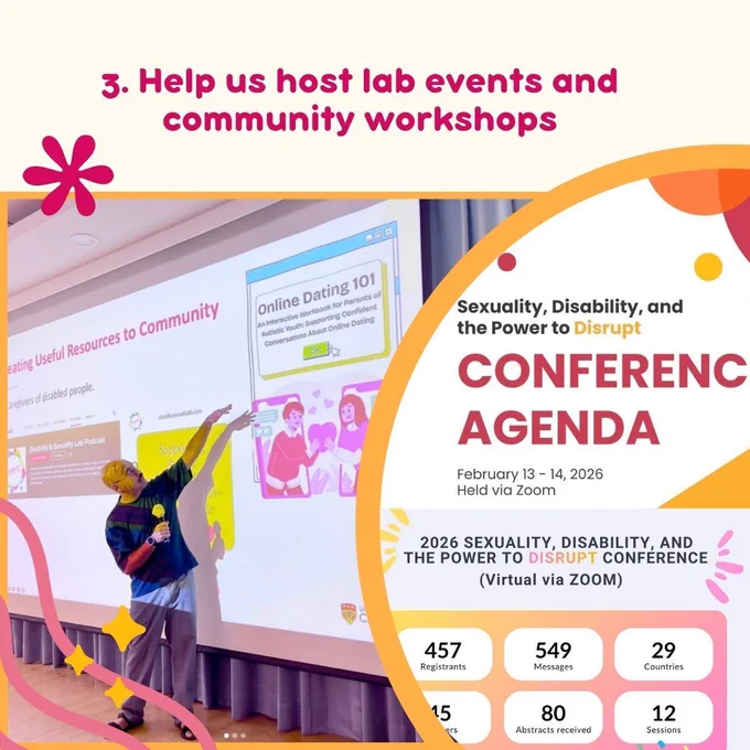 Why donate reason 3: help us host lab events and community workshops, with example images from the lab