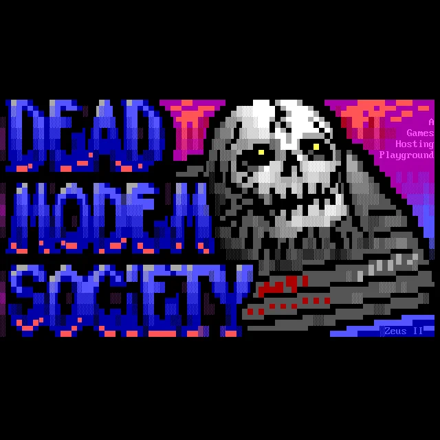 A human skull with glowing eyes extrudes, Videodrome-like, from the back of an external modem.