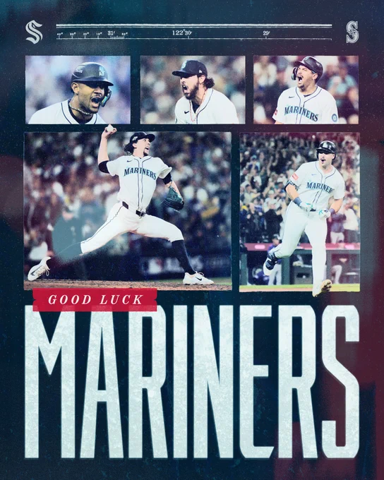 "GOOD LUCK MARINERS" graphic for The Ms' Opening Day.