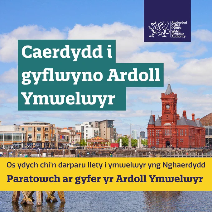 Caerdydd i gyflwyno Ardoll Ymwelwyr. 
Os ydych chi'n darparu llety i ymwelwyr yng Nghaerdydd, paratowch ar gyfer yr Ardoll Ymwelwyr.