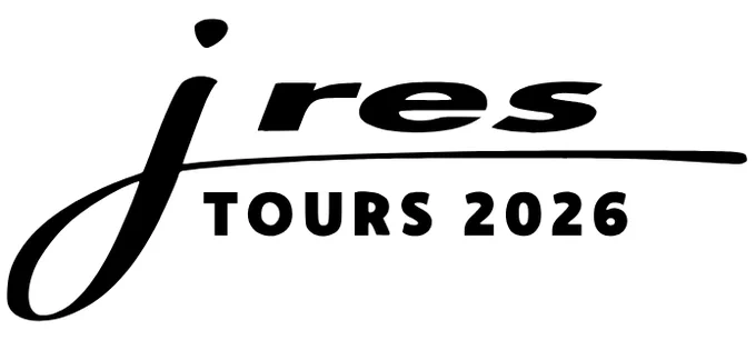 Logo officiel pour les "Jres Tours 2026".

Le texte "Jres" est stylisé en cursive avec une petite étoile au-dessus du "i", suivi du texte "TOURS 2026" en lettres majuscules et droites, le tout en noir sur fond blanc.