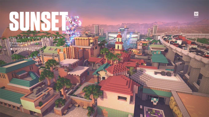 VALORANT's Sunset map, recreated in Minecraft 1.21.11.
