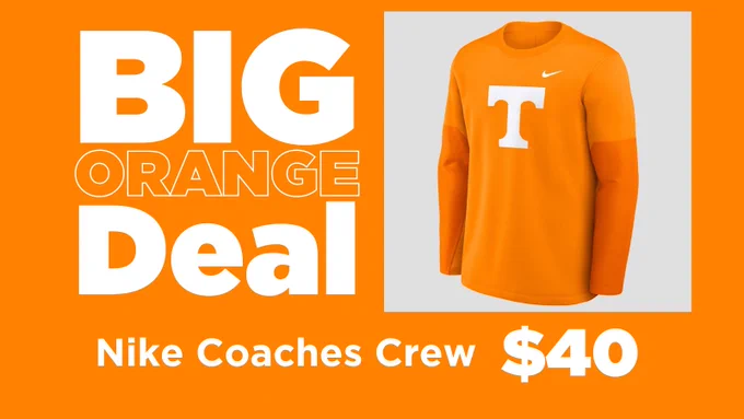 A BIG Orange Deal graphic showing a Nike Coaches Crew for $40.