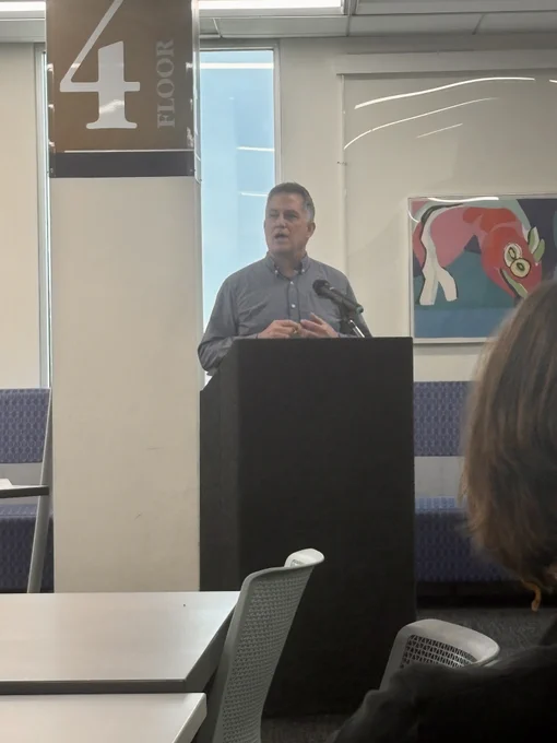 Dan Clark from History presenting his work. 