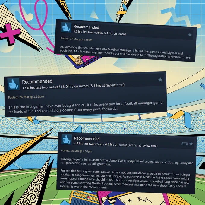Graphic showing Steam reviews for NUTMEG! 