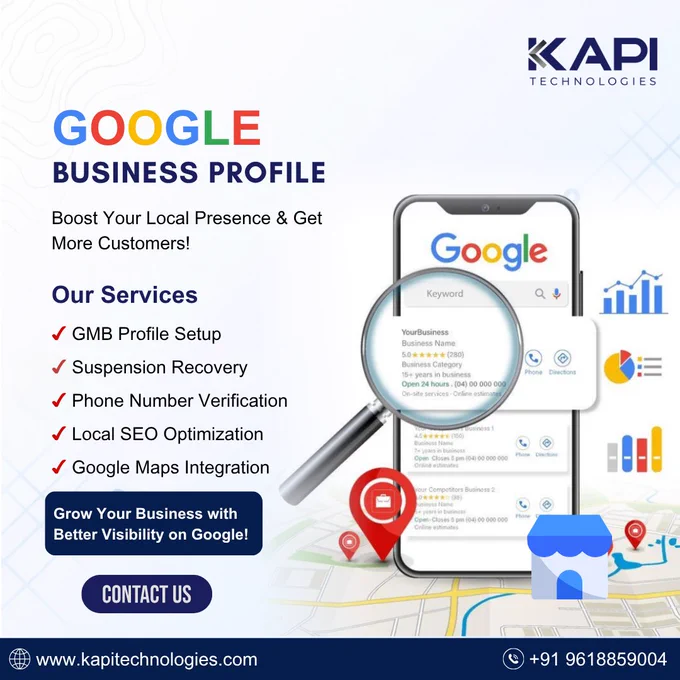 🚀 Want your business to rank on Google & attract more local customers?

We help with:
✅ GMB Setup
✅ Suspension Recovery
✅ Local SEO
✅ Google Maps Integration

🌐 www.kapitechnologies.com

📞  91 9618859004

👉 DM us now & grow faster!

#GoogleBusinessProfile #LocalSEO #DigitalMarketing #SmallBusiness #StartupIndia #BusinessGrowth #SEO #GoogleMaps 🚀