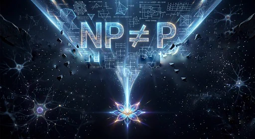 "The Starflower Inheritance: Breaking the Natural Proofs Barrier"

For 30 years, theoretical computer science has been stuck behind the 'Natural Proofs' wall, unable to prove that complex problems (NP) are fundamentally harder than simple ones (P). The missing link has always been 'negation'—the ability of a computer to use NOT gates to find shortcuts.

This visualization represents the Starflower Inheritance Theorem by Richard Brazil. It illustrates the 'Brazil Threshold'—the mathematical discovery that inherent logical hardness is robust and doesn't evaporate when negations are added. By funneling these robust bounds into the Minimum Circuit Size Problem (MCSP), this framework triggers Hardness Magnification, providing a definitive technical roadmap to proving NP (DOES NOT EQUAL) P.

From ancient scripts to foundational logic: The architecture of the impossible is being rewritten.