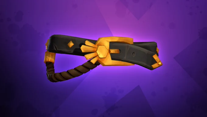 A sophisticated belt against a purple background. The belt is black and features gold accents.