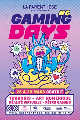 Affiche des Gaming Days de la médiathèque La Parenthèse de Ballan Miré ces 28 et 29 mars dès 10h 