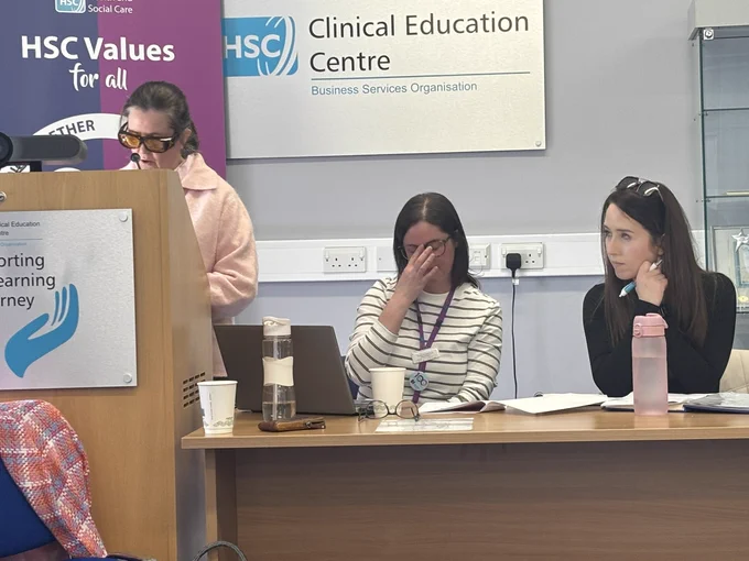 Kelly and Frances giving their presentation and Elizabeth Co chairing and Involvement Lead