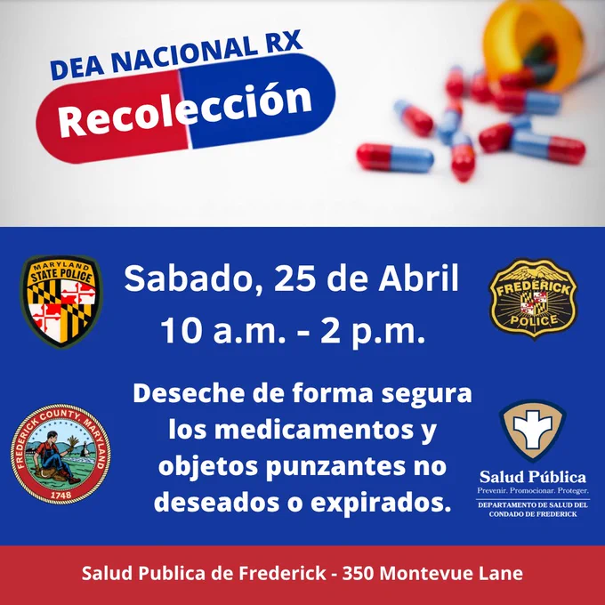 Informational graphic on a Drug Take Back Day event scheduled for April 25. More information in the caption. 