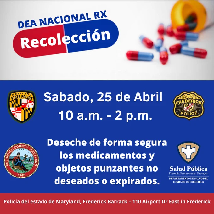 Informational graphic on a Drug Take Back Day event scheduled for April 25. More information in the caption. 