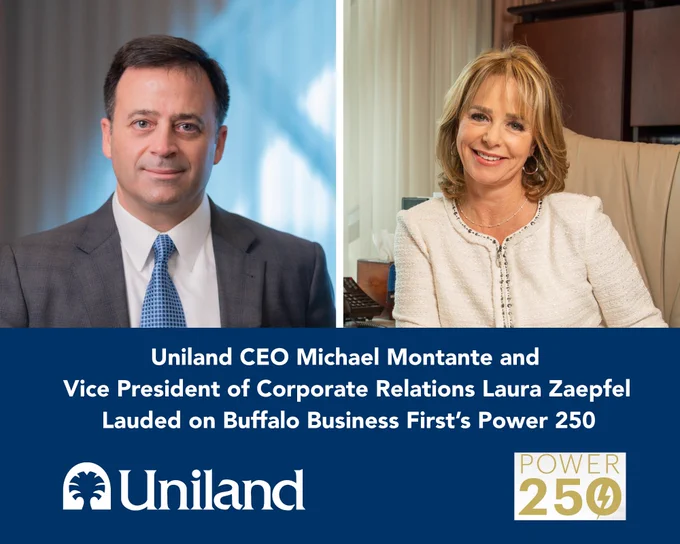 Building A Brighter Buffalo: Uniland congratulates our leaders, Michael Montante and Laura Zaepfel, for their recognition on Buffalo Business First's Power 250–a list of the 250 most influential Western New Yorkers for 2026! Learn more about their impact across the Buffalo community at https://uniland.com/buffalo-power-250-2026/