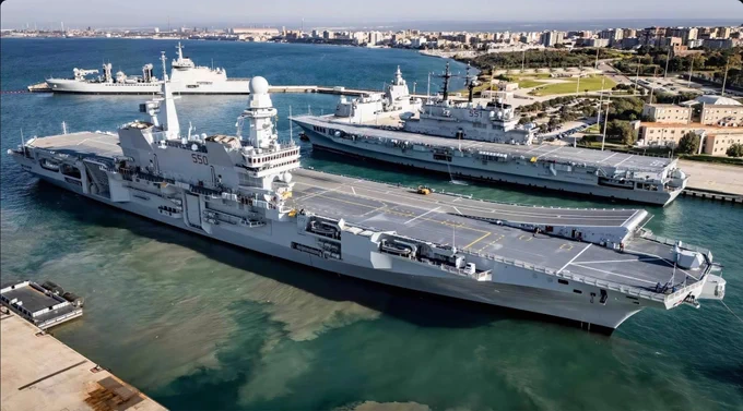ITS Cavour sails from Taranto Naval Base.

Credit: Italian Navy