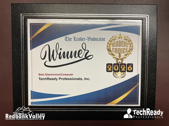 🏆💻 TechReady Professionals voted Best Electronics & Computer Business in the Tri-County via the Leader-Vindicator Reader’s Choice Awards! 📞 814.275.6714 🌐 TechReadyPro.com/contact #SupportLocal #ClarionCounty #ArmstrongCounty #JeffersonCounty