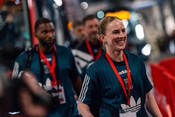 Photography of Tash Dowie arriving at Anfield.