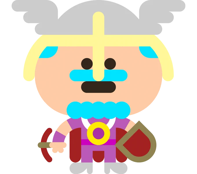 A flat colors chibi fan art of an Old School Rune Scape avatar. Made by @AtelierBarouk.