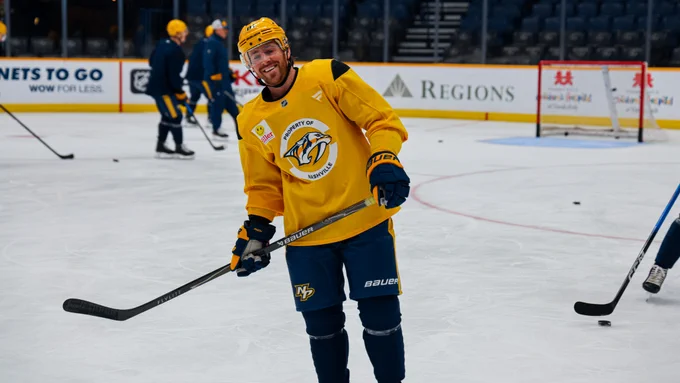 Image of Jonathan Marchessault on the ice during morning skate today 