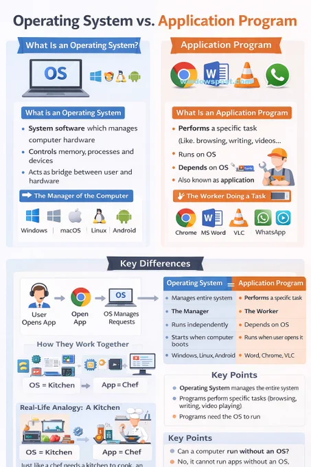 Difference between operating system and application software (Explained)