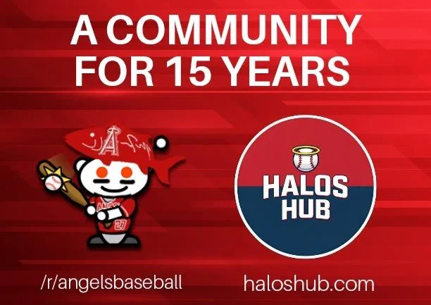 Angels Reddit logo and the Halos Hub logo under text that says "A community for 15 years"