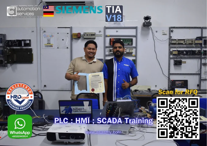 5-day #Siemens #PLC #HMI training using #S71200 & #TIAPortalV18 at #JohorBahru for #engineers, covering #debugging #wiring #Sinamics #automation #industry40 #handson #training #controlsystems #industrial RFQ: asasmy.com/rfq