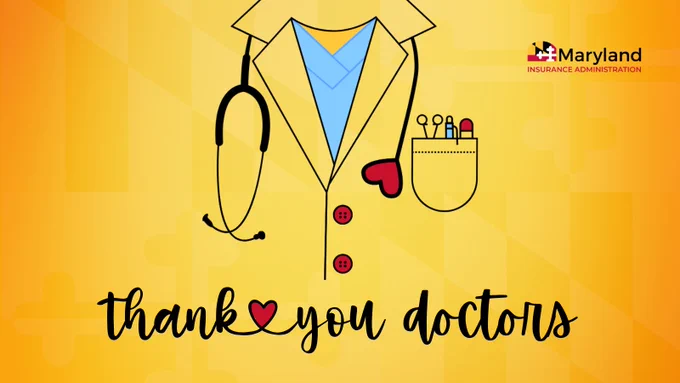 Thank you doctors! An illustration of a doctor's jackets and stethoscope.
