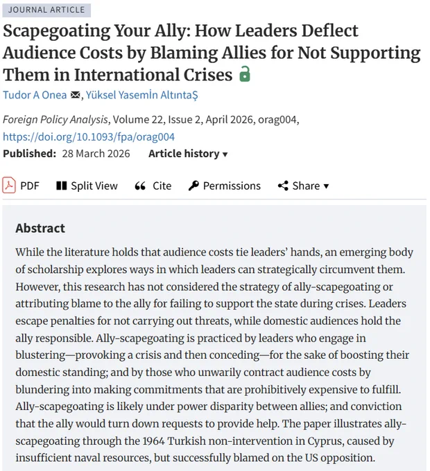 Title: Scapegoating Your Ally: How Leaders Deflect Audience Costs by Blaming Allies for Not Supporting Them in International Crises
 