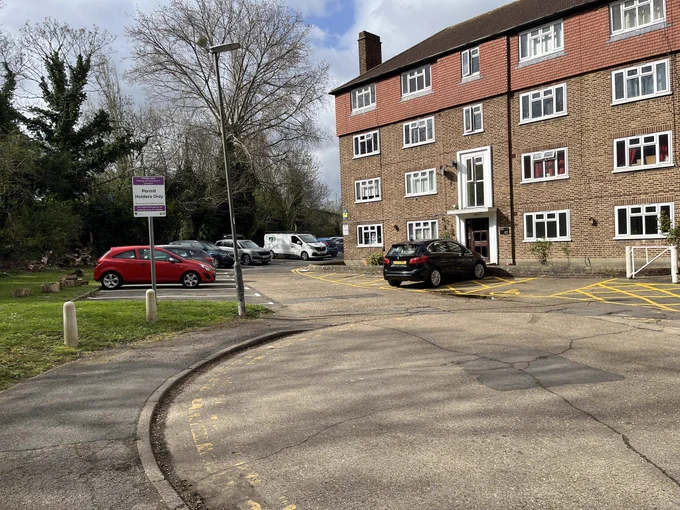 Bushey Court with marked blue badge bays