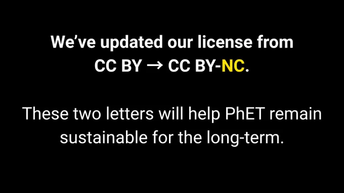PhET Announcement - CC BY-NC License Transition