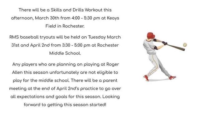 RMS Baseball Announcements 