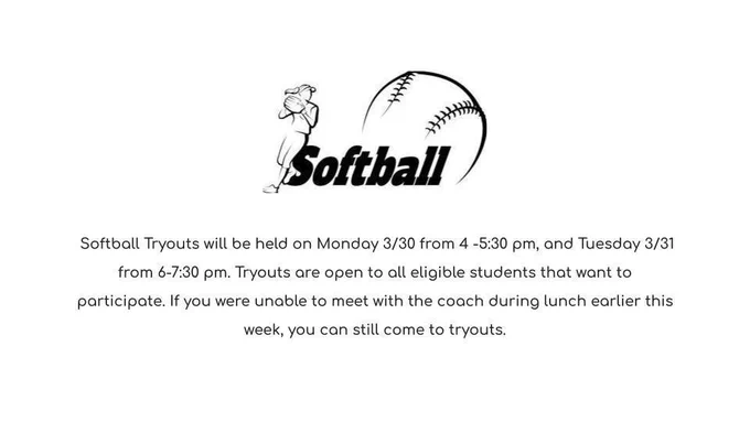 Softball Announcements 