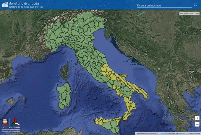 mappa bollettino di criticità e allerta 