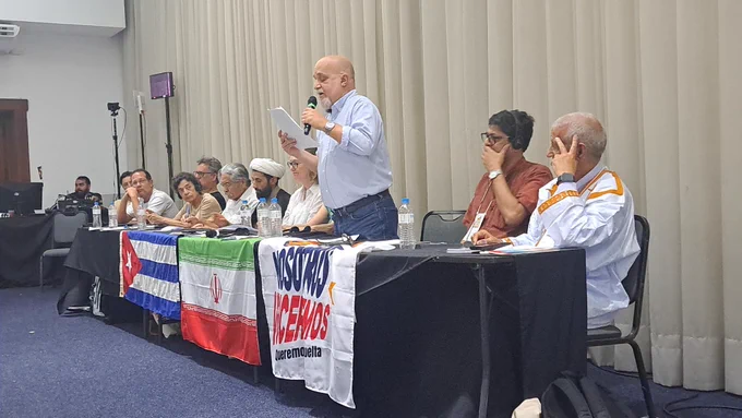 Rafael Bernabe speaking at the panel, unity of the peoples against imperialist and fascist