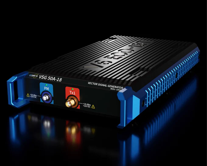 Cost effective iq vector signal generator covers 9kHz to 18GHz and 60MHz of real-time streaming bandwidth via USB.