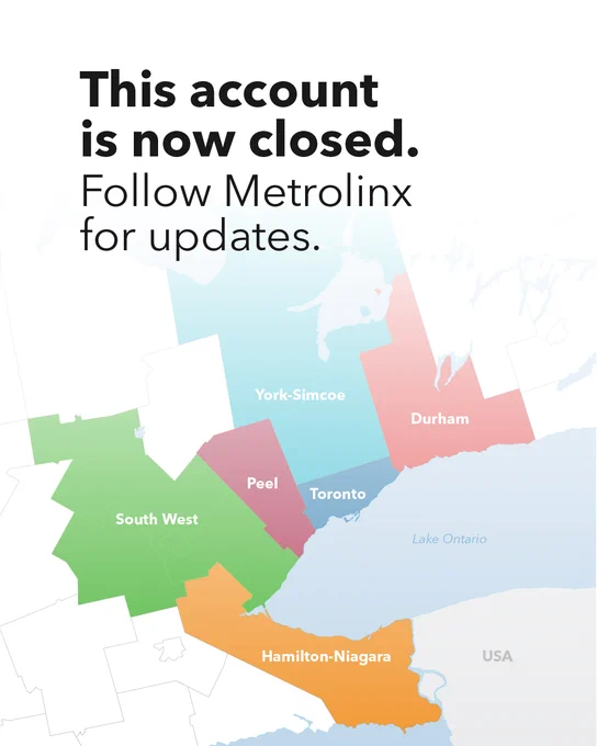 Multicoloured regional map with a message about an account closure.