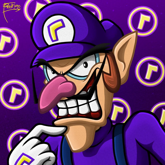 Waluigi sonriendo con malicia