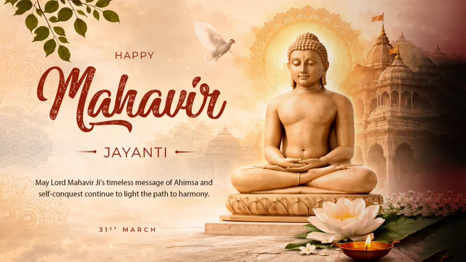 Heartfelt reverence to Lord Mahavir Ji on the sacred occasion of his Janma Kalyanak. May his teachings inspire compassion, unity, and world peace, and guide us to embrace virtues that bring us closer to the Almighty.
